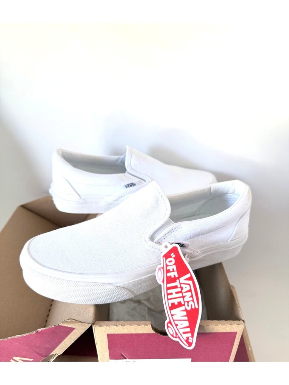 Vans Classic Slip On Shoes True White Unisex Casual Sneakers Size M3.5  W5
